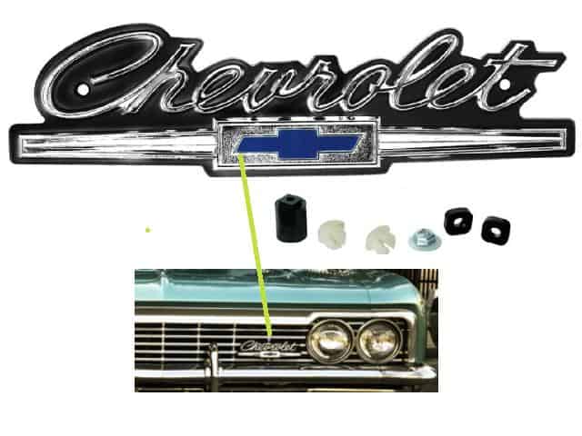 66 Impala Grille Emblem: Std w/ fitting kit